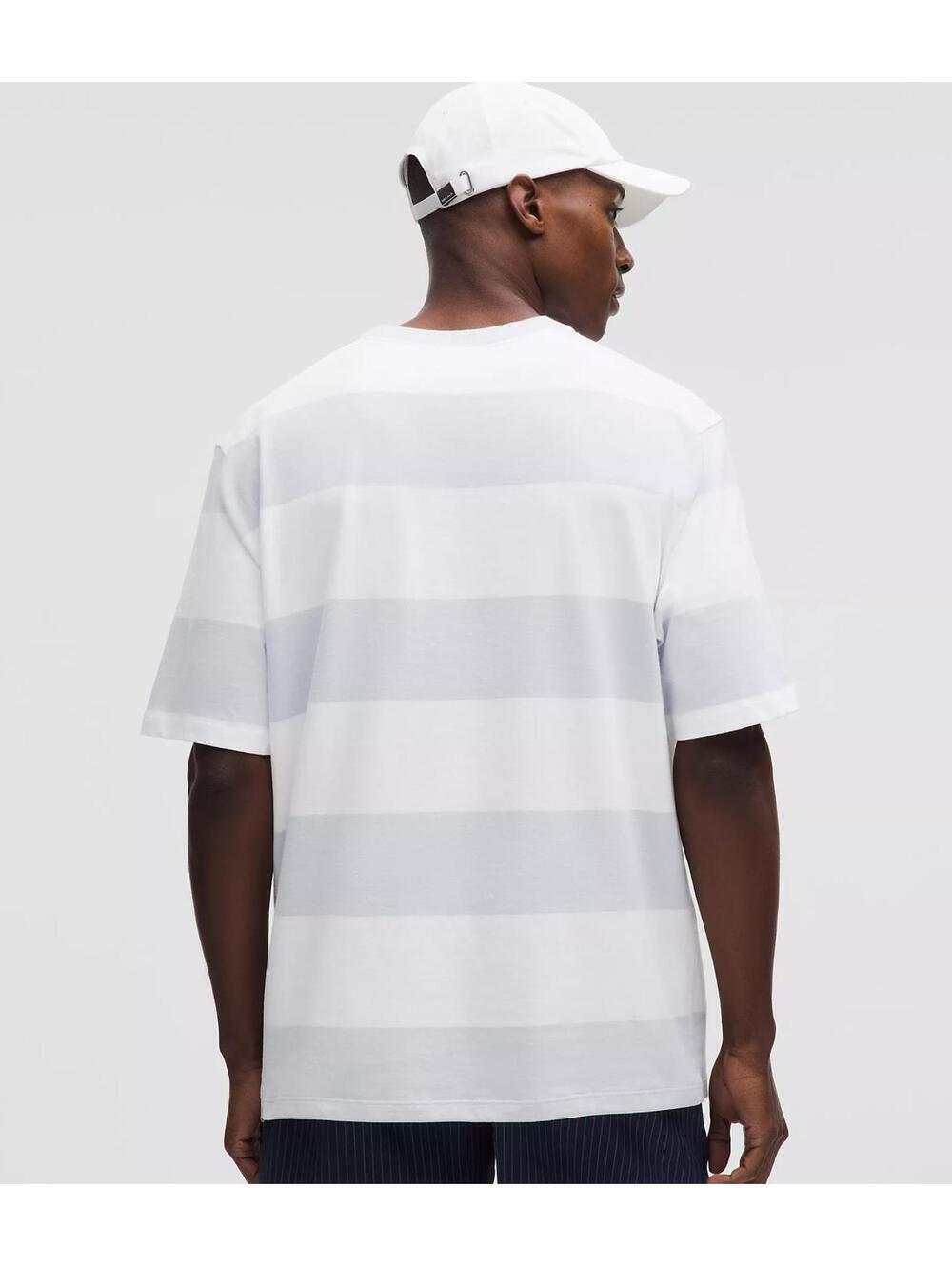 Lululemon Heavyweight Cotton Jersey T-Shirt Stripe Starch Blue/White Size S NWT - Picture 2 of 7